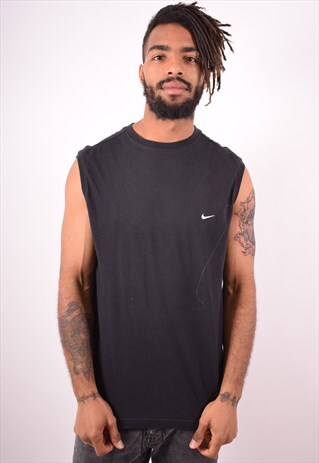 NIKE MENS VINTAGE VEST TOP LARGE BLACK 90S