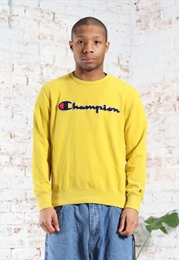 Vintage Champion Big Logo Sweatshirt Yellow