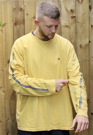 VINTAGE YELLOW TOMMY HILFIGER LONG SLEEVE T-SHIRT XL