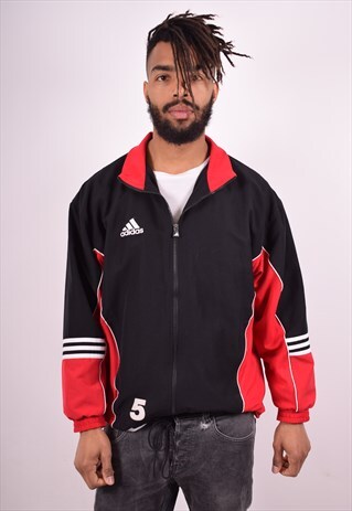 ADIDAS MENS VINTAGE TRACKSUIT TOP JACKET MEDIUM BLACK 90S