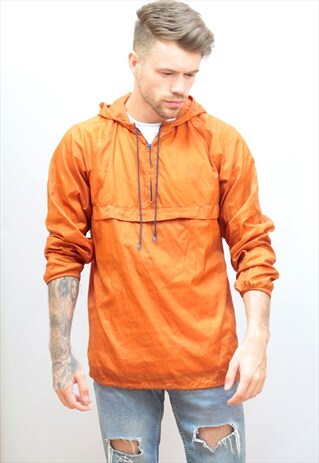 1990'S VINTAGE ORANGE PULLOVER WINDBREAKER JACKET
