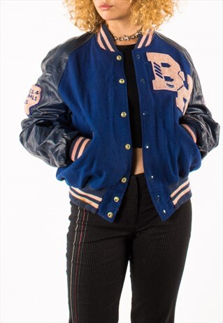 VINTAGE 90S BLUE VARSITY UNIVERSITY JACKET