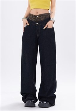 High waist leopard jeans animal print reworked denim trouser