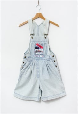 Vintage 90s overall denim shorts in blue shortalls dungarees