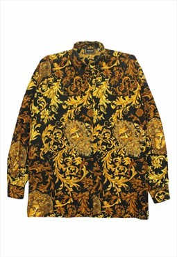 RARE Vintage 90s Versace printed baroque black/gold shirt