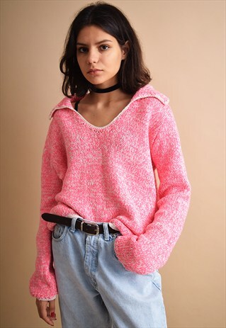 VINTAGE 80'S OVERSIZED JAZZY HANDKNITTED WOOLLEN JUMPER