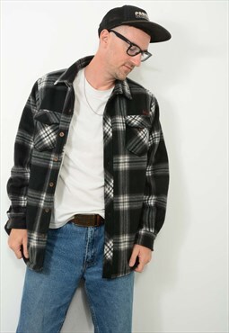 Vintage 90 Jacket Fleece Lined Plaid Shacket Grey Size XL