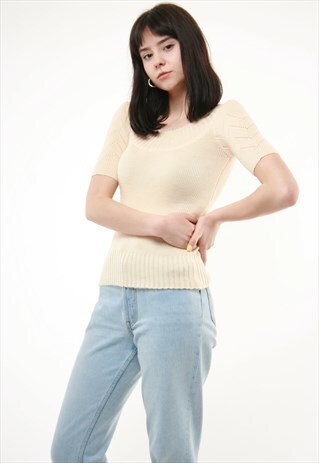 90S VINTAGE SUMMER YELLOW CROP TOP SHORT SLEEVED TOP 492