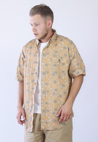 90S RARE MENS RL X CHAPS SHORT SLEEVE PRINTED SHIRT HAWAIIAN