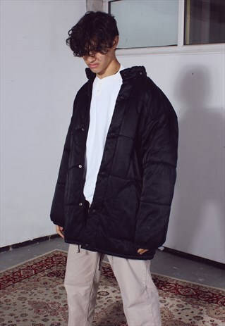 RARE VINTAGE MOSCHINO JEANS BLACK TEXTURED PUFFA COAT
