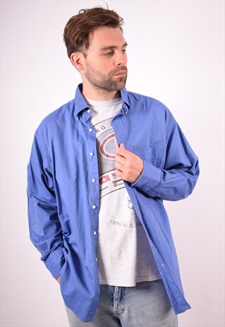 TOMMY HILFIGER MENS VINTAGE SHIRT XL BLUE 90S