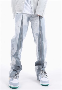 Kalodis Tie-Dye Casual Panel Zip-Slit Jeans