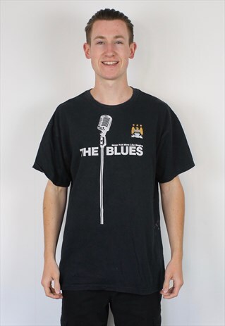 VINTAGE MANCHESTER CITY CELEBRATORY T-SHIRT IN BLACK