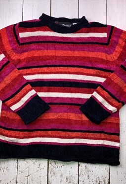 vintage knitted chenille striped jumper