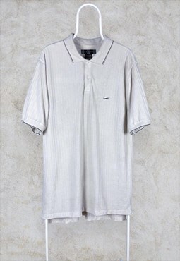 Vintage Nike Golf Polo Shirt Beige Short Sleeve Dri-Fit XL