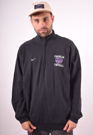 NIKE MENS VINTAGE FRANKLIN SWEATSHIRT JUMPER LARGE BLACK 90S