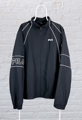 VINTAGE FILA TRACK JACKET SPELL OUT BLACK XL