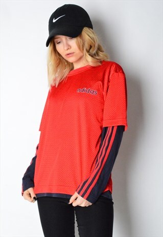 RED ADIDAS LONG SLEEVE SHIRT