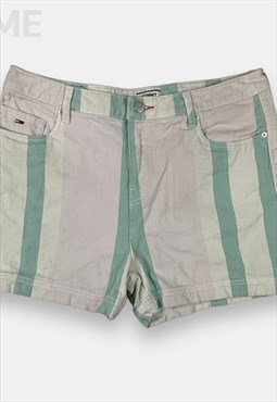Tommy Hilfiger pink and green striped short shorts womans 32