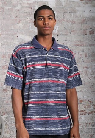 VINTAGE FILA LOGO POLO SHIRT BLUE AND RED