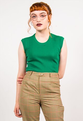 VINTAGE 70'S GREEN KNIT TANK TOP