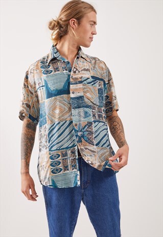 VINTAGE PATTERNED FESTIVAL SHORT SLEEVE SHIRT