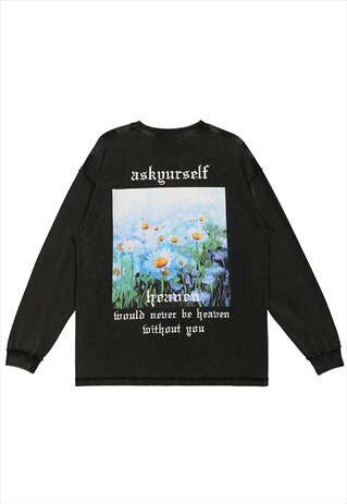 KALODIS VINTAGE WASHED PARADISE DAISY PRINT SWEATSHIRT