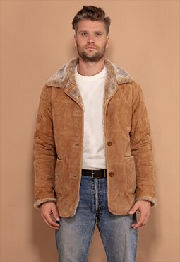 Vintage 00's Men Suede Sherpa Jacket in Brown
