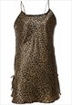 Vintage Leopard Print Silky Slip Dress - M