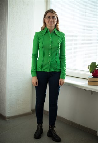 VINTAGE 70'S BRIGHT GREEN SHIRT