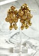 70S GOLD BAUBLE EARRINGS STATEMENT VINTAGE JEWELLERY 