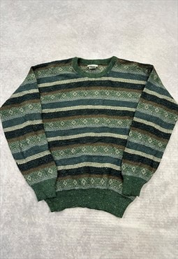 Vintage Knitted Jumper Abstract Speckled Patterned Knit 