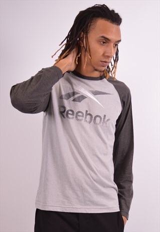 REEBOK MENS VINTAGE TOP LONG SLEEVE MEDIUM GREY 90S