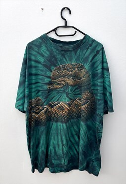 Vintage Oneita green tie dye snake T-shirt XXL 