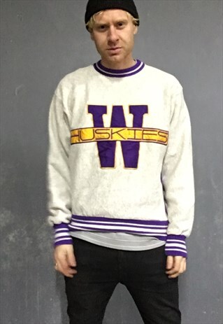 VINTAGE HUSKIES SWEATSHIRT JUMPER SPORTS MENS M/L USA