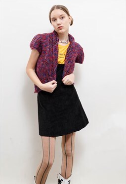 Vintage Y2k Rainbow Knit No Closure Short Sleeve Cardigan 