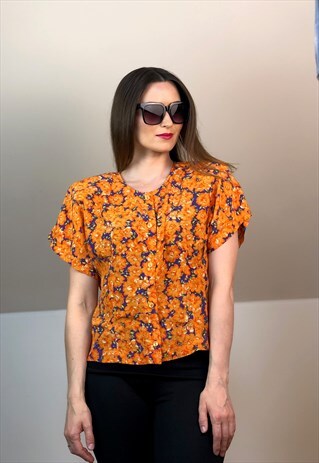 ORANGE FLOWER GERMANY 90S 90S SHIRT EUROPE BLOUSE