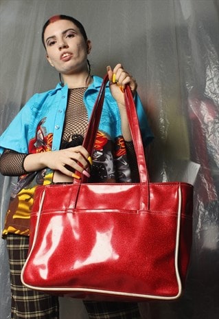 GLITTER VINYL SHOULDER BAG