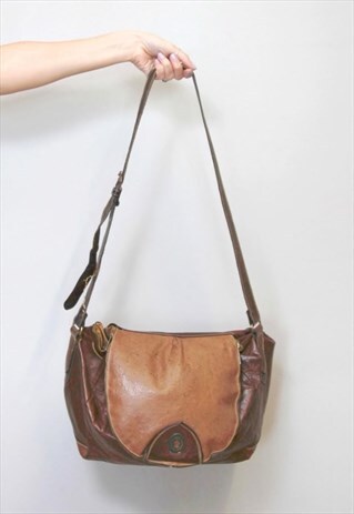 VINTAGE 1980'S SOFT BROWN LEATHER SHOULDER BAG