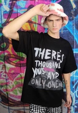Street slogan t-shirt graffiti Hip-hop tee grunge rap top