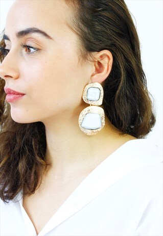 WHITE DROP DANGLE EARRINGS