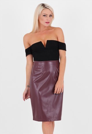 BLACK SUEDETTE OFF SHOULDER BARDOT BODYSUIT