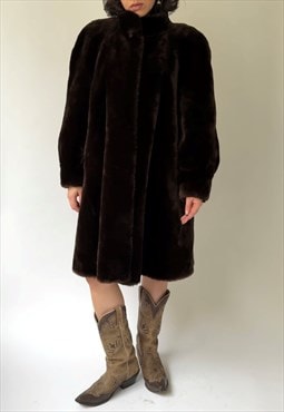 Vintage Brown Faux Fur Coat