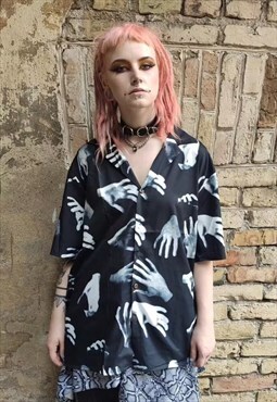 Creepy hand print shirt Kawaii Harajuju horror blouse top