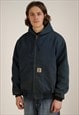 VINTAGE CARHARTT ACTIVE HOODED JACKET MEN'S TEAL BLUE