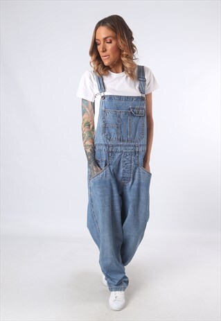 DENIM DUNGAREES TALL LENGTH WIDE TAPERED LEG UK 18 (51O)