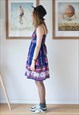 BRIGHT BLUE FLORAL MEDITERRANEAN STYLE DRESS