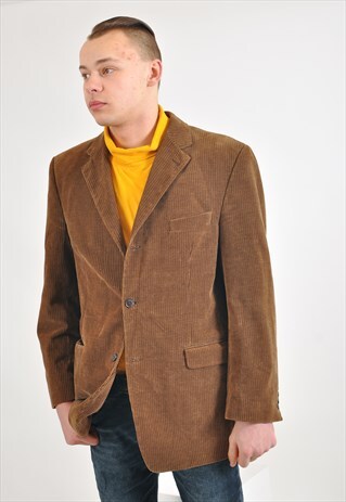 VINTAGE CORDUROY BLAZER JACKET IN BROWN