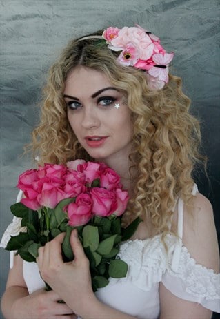 PINK FLOWER AND BUTTERFLY CROWN