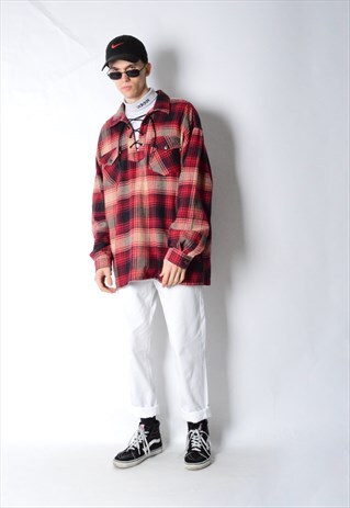 VINTAGE 90S RED CHECK LONG SLEEVE SHIRT